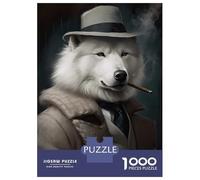 Rompecabezas De 1000 Piezas para Adultos Samoyed The Gangster Rompecabezas para Adultos Juegos Relajantes para La Diversión Familiar Interacción Entre Padres E Hijos 52x38cm/1000pcs