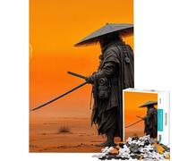 Rompecabezas de 1000 Piezas para Adultos Samurái al Atardecer en el Desierto Juguetes adictivos para Cultivar la Paciencia Juego práctico Un desafío difícil Regalo de cumpleaños (Tamaño 38x26cm)