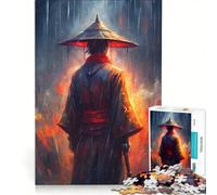 Rompecabezas de 1000 Piezas para Adultos Samurái bajo la Lluvia y el Fuego Juego práctico para divertirse en Familia cumpleaños y Navidad 50x75cm