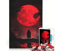 Rompecabezas de 1000 Piezas para Adultos Samurái bajo la Luna de Sangre Juego Interactivo para Mejorar la Memoria Colección de Artistas Bellas Artes 50x75cm