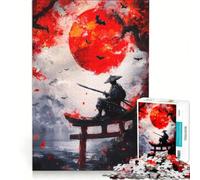 Rompecabezas de 1000 Piezas para Adultos Samurái bajo la Luna de Sangre Juego práctico para Mejorar la Memoria cumpleaños 38x52cm