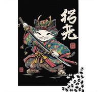 Rompecabezas De 1000 Piezas para Adultos Samurai Cat Warrior T-Shirt Rompecabezas para Adultos Juegos De Relajación Desafío Difícil Ayuda A Ejercitar El Cerebro 38x26cm/1000pcs