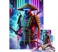 Rompecabezas de 1000 Piezas para Adultos samurái Cyberpunk neón Actividades Divertidas en casa Regalos para Mujeres Juego de ingenio para Mayores de 14 años (38x26cm)