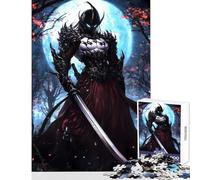 Rompecabezas de 1000 Piezas para Adultos Samurái en Fuego luz de Luna decoración del hogar Juguetes Regalos de Amigo Secreto Juego Familiar Ayuda a ejercitar el Cerebro tamaño 50x75cm