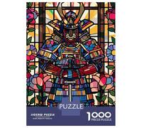 Rompecabezas De 1000 Piezas para Adultos Samurai in Stained Glass with Flowers Rompecabezas para Adultos Juegos Familiares Desafío Difícil para Cumpleaños, Navidad 70x50cm/1000pcs