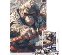Rompecabezas de 1000 Piezas para Adultos samurái orangután Juguetes antiestrés Regalos de Amigo Secreto para Juegos educativos Adecuado para decoración de Escritorio tamaño 38x26cm