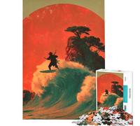 Rompecabezas de 1000 Piezas para Adultos Samurai Surfista en una Ola Un Reto para completar Actividades Familiares Juego Familiar Apto para Mayores de 14 años (50x75cm)