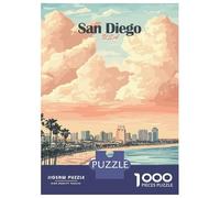 Rompecabezas De 1000 Piezas para Adultos San Diego Skyline Sunset Rompecabezas para Adultos Juguetes Antiestrés Ensamblaje De Patrones Interacción Entre Padres E Hijos 52x38cm/1000pcs
