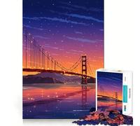 Rompecabezas de 1000 Piezas para Adultos San Francisco Pixel Night Arte de Corte Fino Juego de Habilidad Mental Juego de Tiempo Tranquilo Exhibición de Arte navideño (38x26cm)