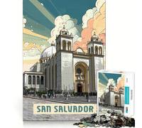 Rompecabezas de 1000 Piezas para Adultos San Salvador Fine Cut Art Juego de Habilidad Mental Juego de Tiempo Tranquilo Exhibición de Arte navideño (50x75cm)