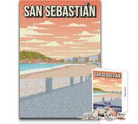 Rompecabezas de 1000 Piezas para Adultos, San Sebastián, España, póster de Viaje Minimalista, Juego Educativo Familiar, decoración Perfecta, Regalo de cumpleaños, tamaño 38x26cm