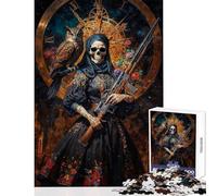 Rompecabezas de 1000 Piezas para Adultos Santa Muerte con búho y Rifle Juego Familiar Regalo de cumpleaños Juguetes para armar cumpleaños y Navidad (38x52cm)