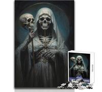 Rompecabezas de 1000 Piezas para Adultos Santa Muerte con túnica Blanca, Tranquilo y Divertido Tiempo Libre, Juguete de precisión Troquelado avanzado, tamaño 50x75cm