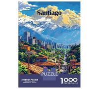 Rompecabezas De 1000 Piezas para Adultos Santiago Chile Cityscape Illustration Rompecabezas para Adolescentes Juguetes Antiestrés Desafío Difícil Actividades Divertidas En Casa 70x50cm/1000pcs