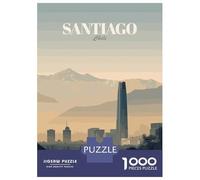 Rompecabezas De 1000 Piezas para Adultos Santiago Chile Cityscape Illustration Rompecabezas para Adultos Juegos Relajantes Difícil Difícil Cumpleaños Y Navidad 70x50cm/1000pcs
