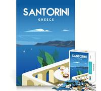 Rompecabezas de 1000 Piezas para Adultos Santorini Grecia Juego de Mesa de precisión Regalo Juego de Ocio Escena navideña Arte (38x52cm)