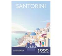 Rompecabezas De 1000 Piezas para Adultos Santorini Greece Rompecabezas para Adultos Juego De Ingenio Regalos para Mujeres Regalos De Cumpleaños 52x38cm/1000pcs