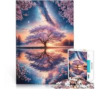 Rompecabezas de 1000 Piezas para Adultos Santuario de Sakura Iluminado por Las Estrellas Rompecabezas Grandes Regalos y Juguetes 75x50cm