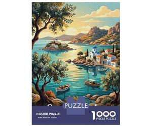 Rompecabezas De 1000 Piezas para Adultos Sappho Lake Greece Landscape Painting Rompecabezas para Adultos Juguetes DIY Una Obra De Arte Regalo De Cumpleaños, Regalos, 52x38cm/1000pcs