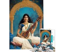 Rompecabezas de 1000 Piezas para Adultos Saraswati Tocando la Veena sobre un Loto Rompecabezas para Adolescentes Juguetes antiestrés Divertidos y con Humor Actividades entretenidas en casa (50x75cm)