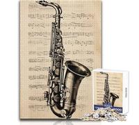 Rompecabezas de 1000 Piezas para Adultos, saxofón, partituras, Relajante, para Pasar el Tiempo Libre, Corte preciso, Juguete de Primera Calidad, tamaño 38x52cm