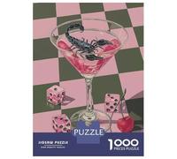 Rompecabezas De 1000 Piezas para Adultos Scorpion Cocktail with Dice and Cherries Rompecabezas para Adultos: Análisis Práctico del Juego Y Lógica, Toda La Familia 38x26cm/100