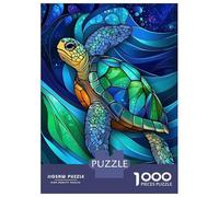Rompecabezas De 1000 Piezas para Adultos Sea Turtle Stained Glass Rompecabezas para Adultos Juego De Ingenio Pero Divertido Y Humorístico 38x26cm/1000pcs