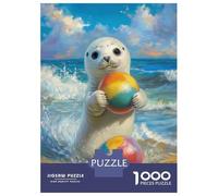 Rompecabezas De 1000 Piezas para Adultos Seal Playing with Beach Balls Rompecabezas para Adultos Juego De Ingenio Decoración Perfecta Regalos De Cumpleaños Y Únicos 70x50cm/1000pcs