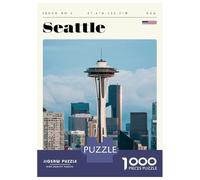 Rompecabezas De 1000 Piezas para Adultos Seattle Washington State Travel Art Rompecabezas para Adultos Juegos Relajantes Que Mejoran La Memoria Diversión En Casa Actividades, 52x38cm/1000pcs