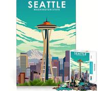 Rompecabezas de 1000 Piezas para Adultos, Seattle, Washington, Viaje, decoración, Enfoque, Juguete de construcción, Juego de Paz, Regalo de cumpleaños (38x52cm)