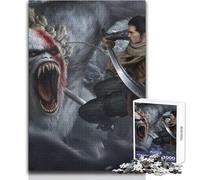 Rompecabezas de 1000 Piezas para Adultos Sekiro The Wolf Samurai, Juguete Relajante y tranquilizador para Interiores, Ajuste precisión, tamaño 38x52cm