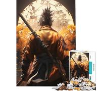 Rompecabezas de 1000 Piezas para Adultos Sekiro Wolf Samurai Juego de ingenio análisis y lógica para Adultos de 14 años en adelante 38x26cm