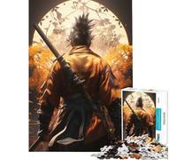 Rompecabezas de 1000 Piezas para Adultos Sekiro Wolf Samurai para cumpleaños Navidad Actividades Familiares Juguetes de Bricolaje para Mayores de 14 años 50x75cm