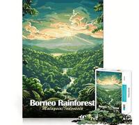 Rompecabezas de 1000 Piezas para Adultos Selva Tropical de Borneo,Malasia/Indonesia Juego de Bordes limpios Diversión cognitiva Juego Lento Divertido Regalo Festivo para el Tiempo Libre (38x52cm)