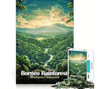 Rompecabezas de 1000 Piezas para Adultos Selva Tropical de Borneo,Malasia/Indonesia Juego de Bordes limpios Diversión cognitiva Juego Lento Divertido Regalo Festivo para el Tiempo Libre (38x26cm)