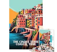 Rompecabezas de 1000 piezas para adultos Sendero costero de Cinque Terre Italia Póster Juguetes adictivos para cultivar la paciencia Juego práctico Decoración del hogar Regalos de cumpleaños (38x52cm)