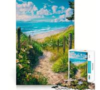 Rompecabezas de 1000 Piezas para Adultos Sendero de Playa arenosa,Corte Premium,Juego para ejercitar la Mente,diversión sin Preocupaciones,decoración navideña (38x26cm)