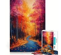 Rompecabezas de 1000 Piezas para Adultos Sendero del Bosque otoñal Arte de Corte preciso Juego de ingenio Diversión para el Tiempo Libre Regalo Ideal para cumpleaños (38x26cm)