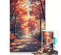 Rompecabezas de 1000 Piezas para Adultos Sendero del Bosque otoñal,Juego de ensamblaje preciso,Juego de concentración,Regalo fácil,Diversión,Arte navideño (50x75cm)