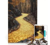 Rompecabezas de 1000 Piezas para Adultos Sendero Dorado en el Bosque otoñal Juego Imposible, desafiante de completar 50x75cm
