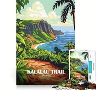 Rompecabezas de 1000 Piezas para Adultos Sendero Kalalau,Hawái Póster de Viaje Juego Divertido para ejercitar la Mente Juego Casual para divertirse en cumpleaños (38x26cm)