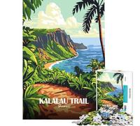 Rompecabezas de 1000 Piezas para Adultos Sendero Kalalau Hawái Póster de Viaje Juegos relajantes para un Juego Educativo Desafío de Juguete Regalos de Amigo Invisible Análisis y lógica (50x75cm)