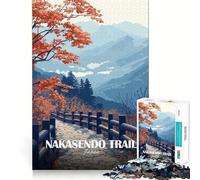 Rompecabezas de 1000 Piezas para Adultos Sendero Nakasendo,Paisaje japonés,Arte, Divertido,Estimulante para la Mente,Juego Relajante, Tranquilo (38x26cm)
