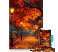 Rompecabezas de 1000 Piezas para Adultos Sendero otoñal con farolas Arte de Corte preciso Juego de ingenio Diversión para el Tiempo Libre Regalo Ideal para cumpleaños (38x52cm)
