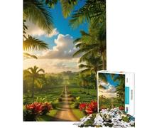 Rompecabezas de 1000 Piezas para Adultos Sendero Tropical al Atardecer Rompecabezas de Juguete para Adultos decoración de Pared difícil único Ideal para cumpleaños y Regalos (tamaño 50x75cm)