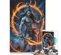 Rompecabezas de 1000 Piezas para Adultos Señor Shiva deidad hindú Juego Familiar Montaje de Patrones cumpleaños y Navidad 38x52cm