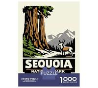 Rompecabezas De 1000 Piezas para Adultos Sequoia National Park Vintage Poster Rompecabezas para Adultos Juguete Decoración De Pared Regalos para Mujeres para Cumpleaños, Navidad 52x38cm/1000pcs