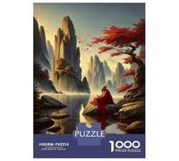 Rompecabezas De 1000 Piezas para Adultos Serene Zen Landscape with Red Maple Tree Rompecabezas para Adultos Juguete Decoración De Pared Desafío Difícil Diversión Actividades En Casa, 70x50cm/1000pcs