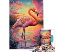 Rompecabezas de 1000 Piezas para Adultos Serenidad de flamencos al Atardecer Rompecabezas para Adultos Regalo de cumpleaños Desafío Educativo Diversión Familiar y Noche de Juegos 50x75cm