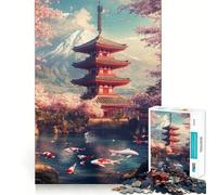 Rompecabezas de 1000 Piezas para Adultos Serenidad en Flor de Cerezo Arte de Corte preciso,desafío Mental,Juego Divertido para el Tiempo Libre,Regalo de cumpleaños (38x52cm)